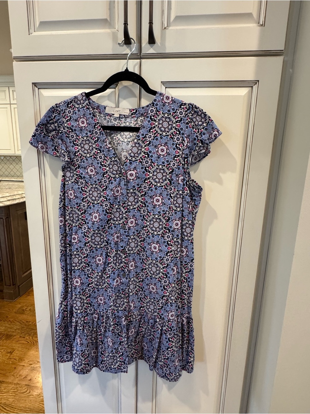 LOFT Blue and Pink Floral Mini Dress